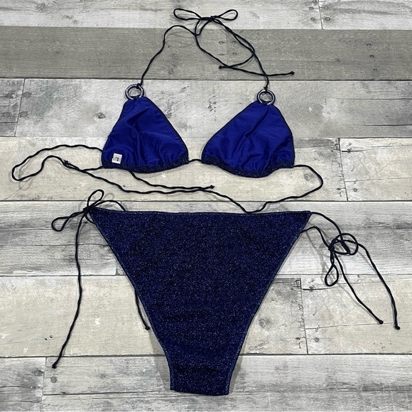 OSÉREE Lumière Microkini Ring Two-Piece Swimsuit - Blue - Size - Large (B398) - Picture 6 of 12
